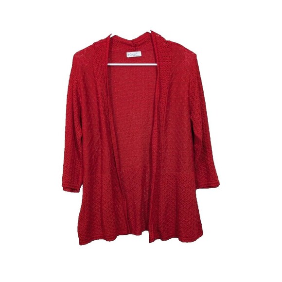 Kim Rogers Women’s S/M Open Front Cardigan Sweater Red Holiday Christmas Comfy - Picture 1 of 12